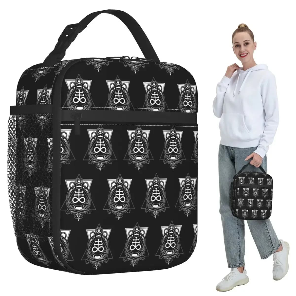 Satanic Cross Leviathan's Cross And Tentacles Insulated Lunch Bag Cooler Thermal Food Box Tote Leakproof Lunch Boxes Container