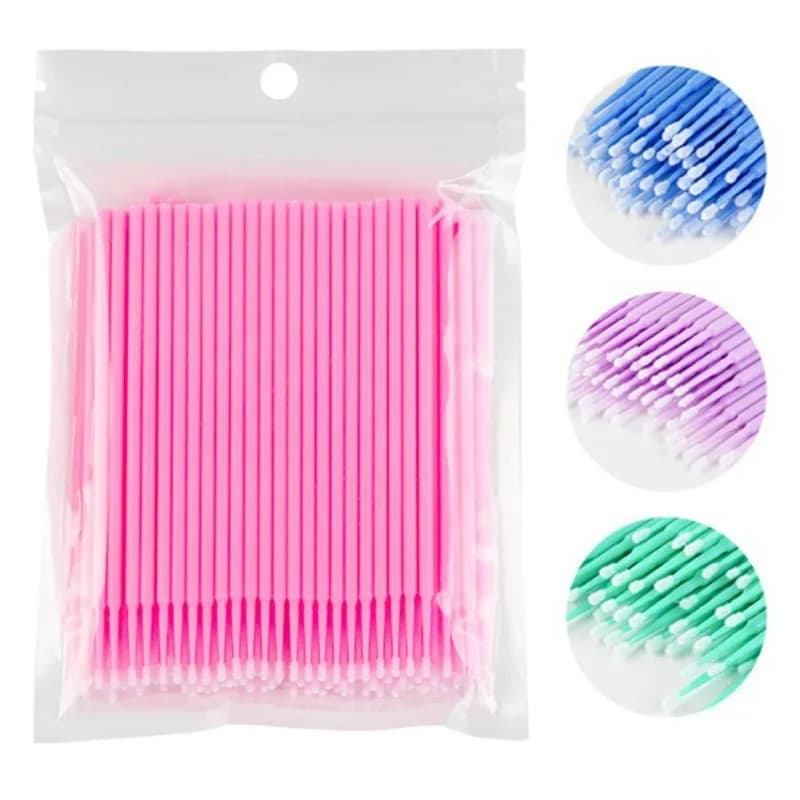 100 pcs Use And Drop Cotton Tampon Eyelash Micro Brush Mascara Sticks Applicator Cotton Sticks Extension Eyelash Collar Remove Tool