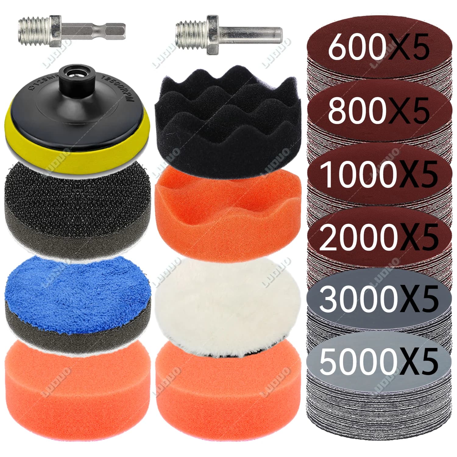 3 4 5 6 7 inches Grana 100-5000 Velvet Paper Polishing Ceretta Sponge Polishing Pad Interface Pad Car Headset Recovery Kit Abrasive Disc