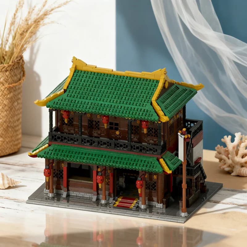 5413 pz MOC Casa Cinese Modulare Modello Paesaggistico Blocchi da Costruzione Regalo Creativo Fai da Te Esposizione Decorativa Premium per Adulti e Bambini Scrivania Casa