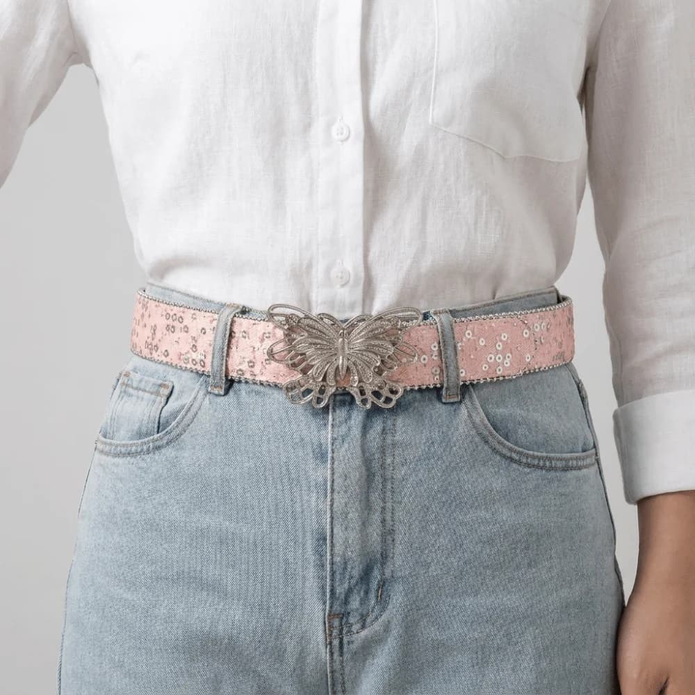 Retro Sequins Butterfly Belt Hip Hop Punk Wide Belt Korean Style Jeans Decor Denim Waistbands Dress Decoration