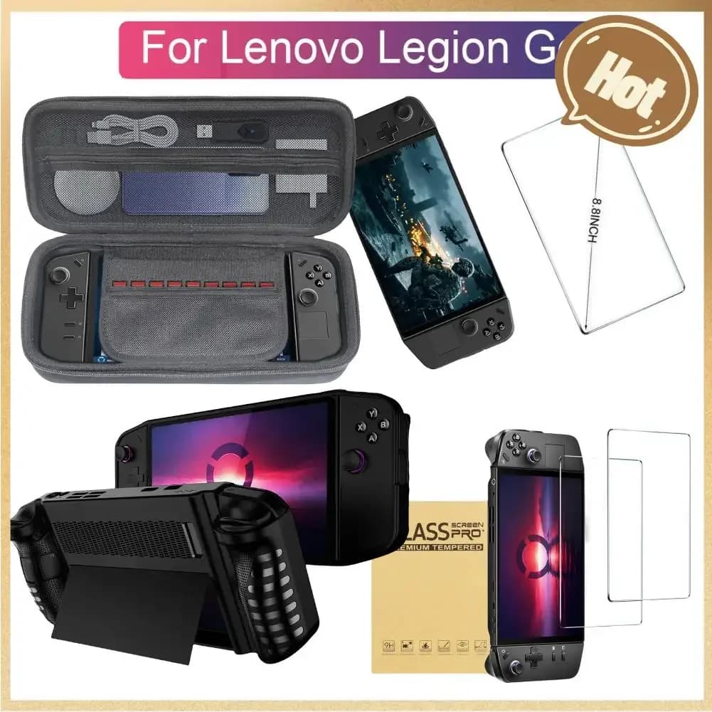 Custodia rigida per Lenovo Legion Go custodia protettiva per Console di gioco custodia in TPU con Set di pellicole temperate per schermo di protezione del supporto