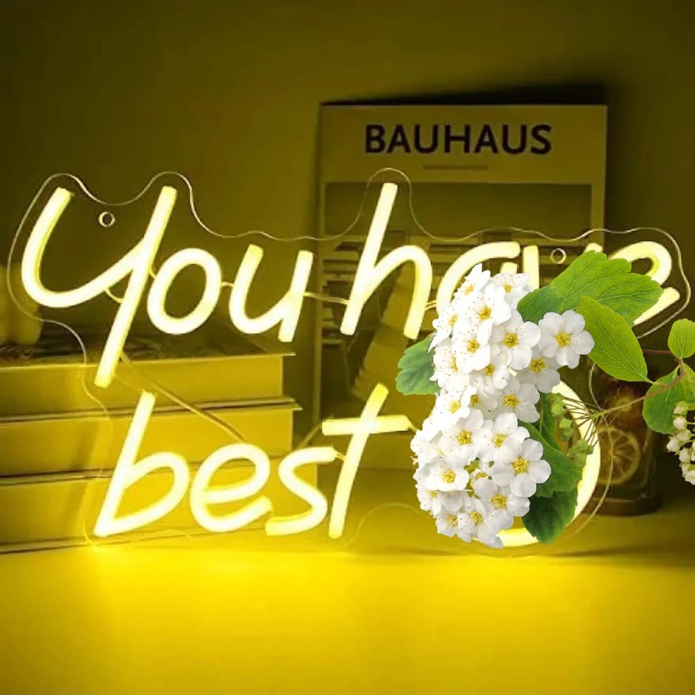 Insegna al Neon 'You Have Best Smile' per Ufficio e Camera da Letto, Luce LED Motivazionale Dimmerabile, Regalo con Messaggio Positivo e Ispirazionale