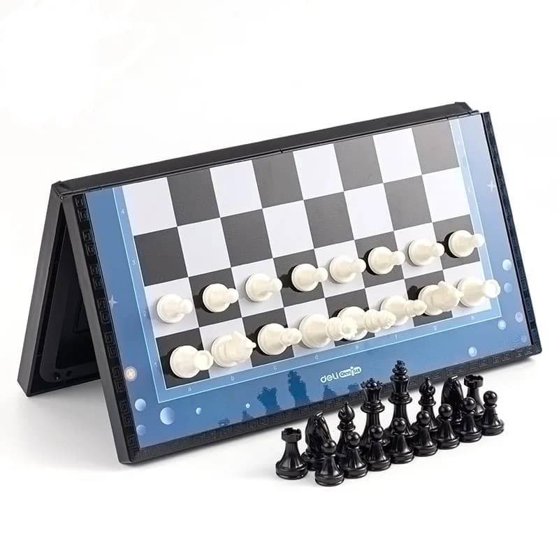 Deli YW110-G Scacchi portatile pieghevole Scacchiera Intrattenimento giovanile Giocattoli educativi 36 pezzi per set di cartone