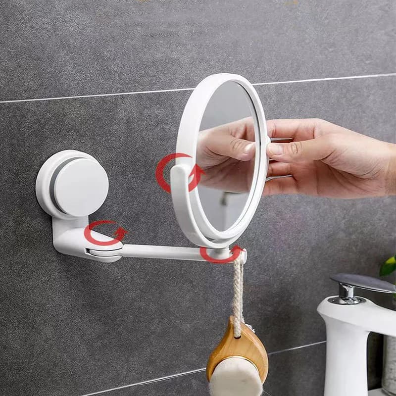 Bagno 360 ° Specchio per il Trucco Girevole - 1X/3X Bifacciale con Forte Ventosa, Specchio da Parete con Gancio per Appendere