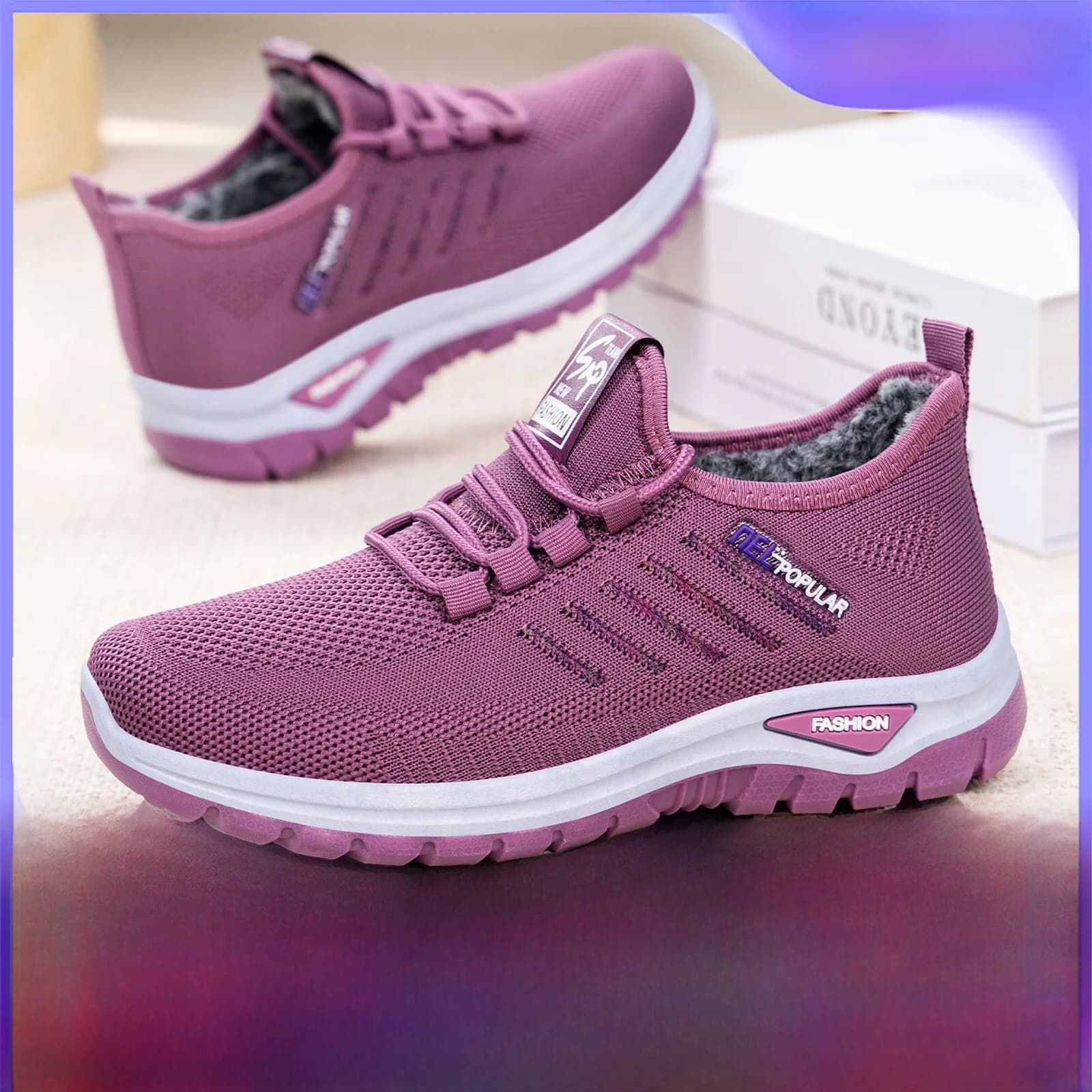 Women's Winter Cotton Boots Soft Bottom Slip-On Warm Comfortable Fleece Lined Thickened Snow Boots Casual Style Flat Heel