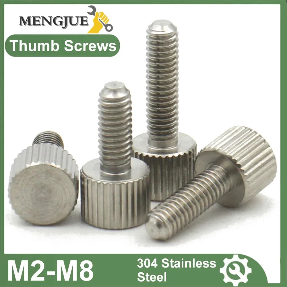 1-5 pz 304 Viti a testa zigrinata in acciaio inossidabile M2 M3 M4 M5 M6 M8 Bullone a testa zigrinata, macchine, strumento Vite a mano di regolazione rotonda