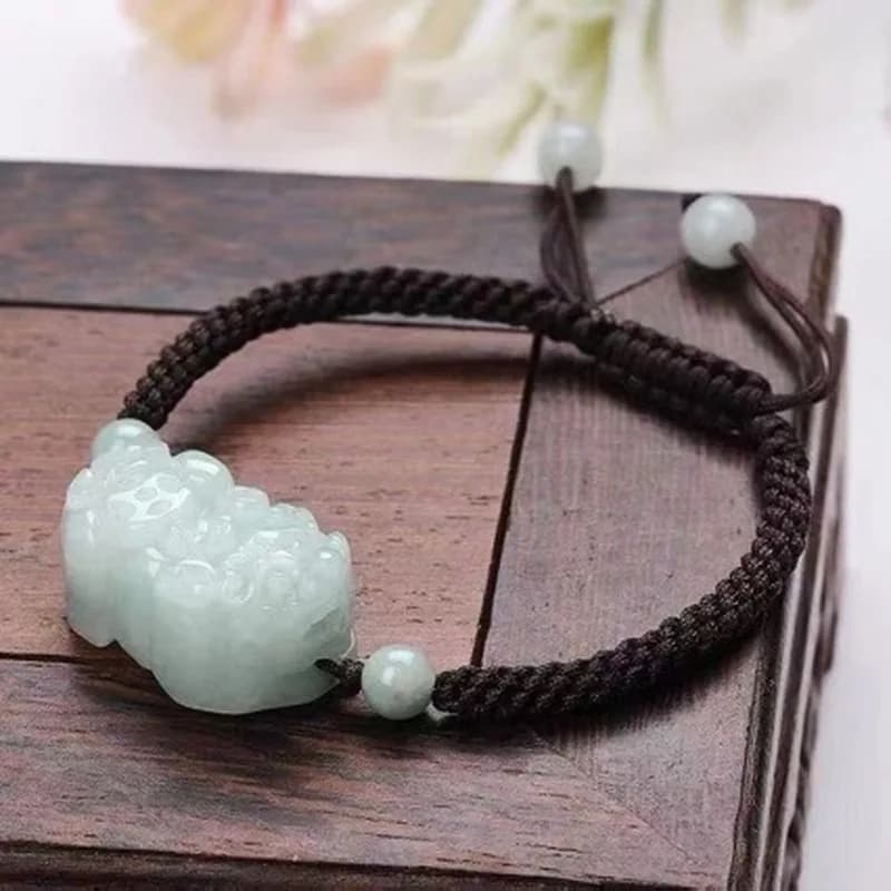 Natural Jadeite A-grade Pixiu Bracelet for Men Women, High-end Jewelry and Jade Gift