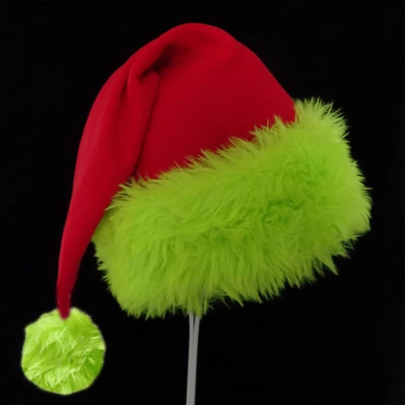 1 pezzo, cappello da Babbo Natale cappello natalizio unisex peloso cappello da Babbo Natale con comoda fodera in peluche, adatto per donne e uomini