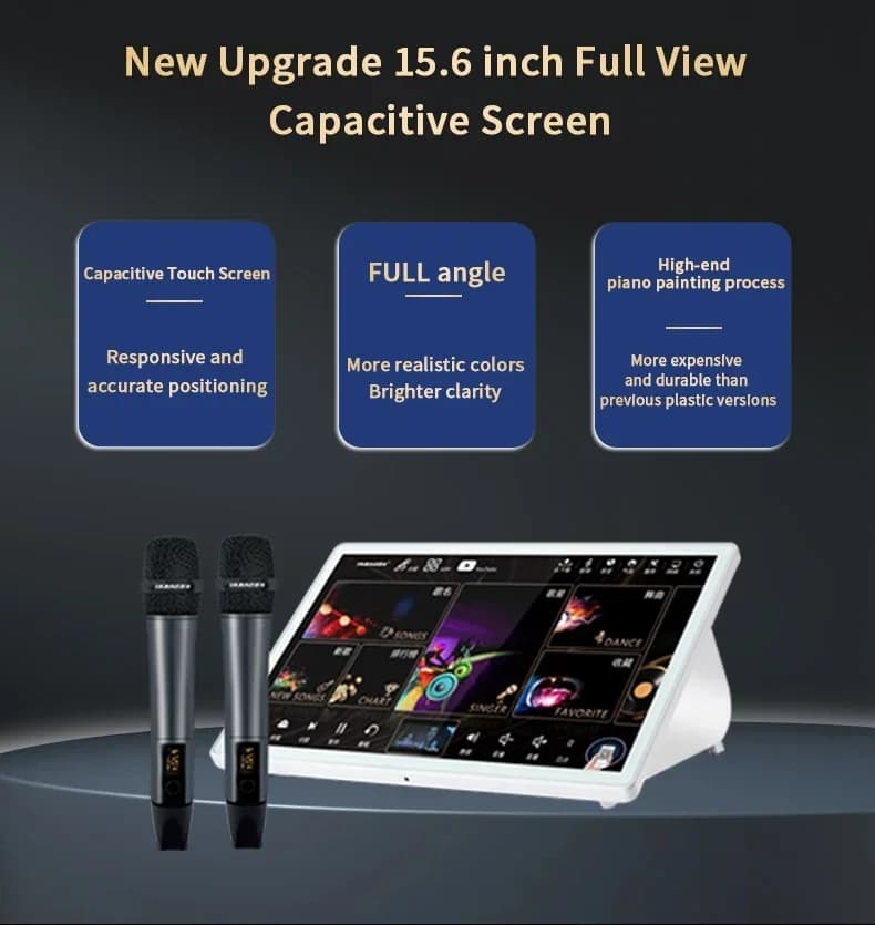 15.6 Inch 5 In 1 4T Portable Professional Karaoke Machine Home Theater KTV Touch Screen Audio Entertainment Playback