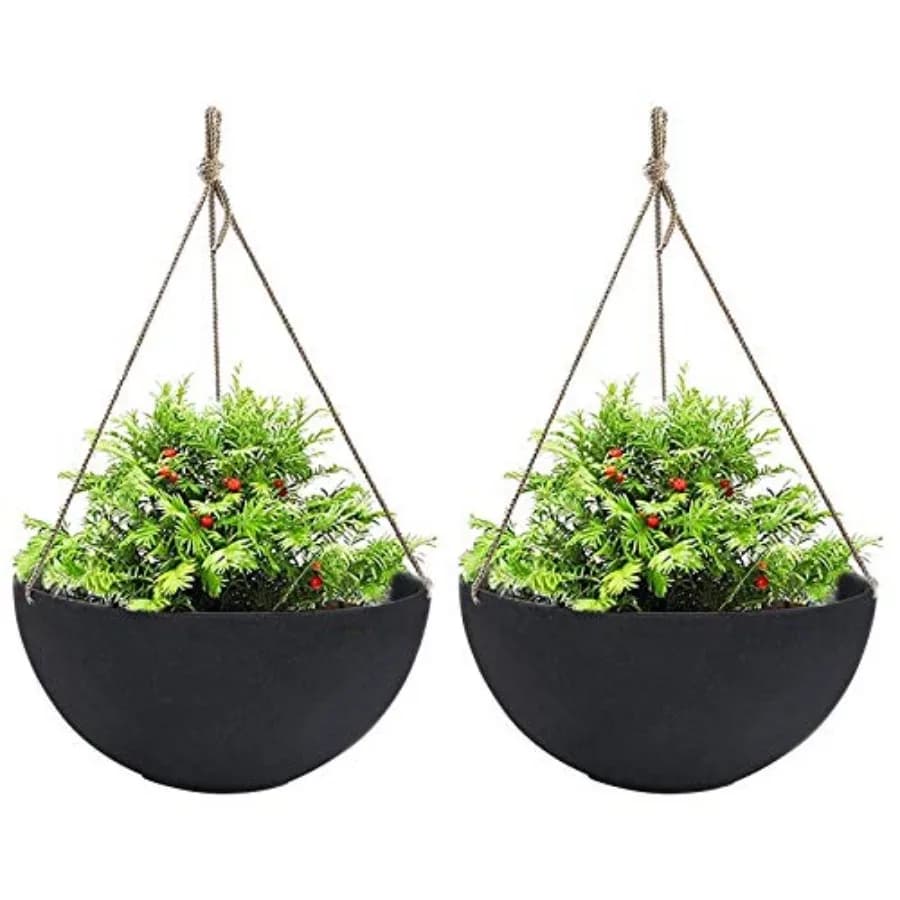 Fioriere Hangg per Piante da Esterno, Grande Fioriera Hangg con Fori di Drenaggio, Vasi da Fiori Sospesi, Set di 2