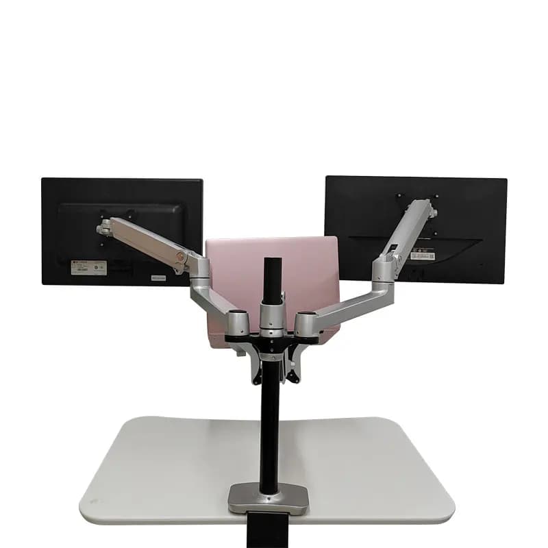 Supporto da Scrivania per Tre Monitor Regolabile in Altezza, Braccio per 3 Monitor con Supporto da Tavolo in Lega di Alluminio