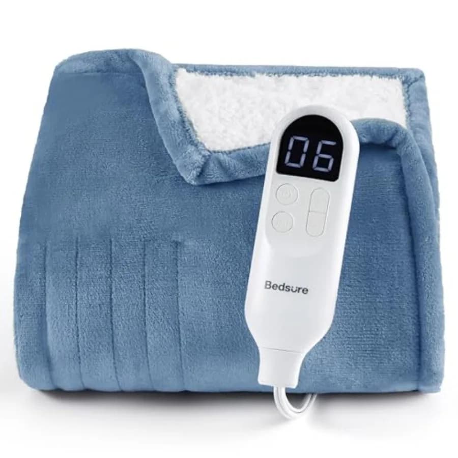 Coperta Riscaldante con Funzione di Preriscaldamento - Coperta Elettrica a Riscaldamento Rapido in Morbido Flanella con 6 Impostazioni di Tempo Fino a 10 Ore 6 Livelli di Calore