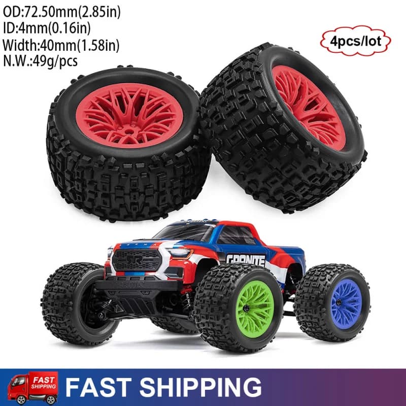 4 Pneumatici in Gomma per Auto RC 1/18 per Terreni Rocciosi, Compatibili con ARRMA TYPHON GRANITE SENTON VORTEKS GROM, Parti di Aggiornamento
