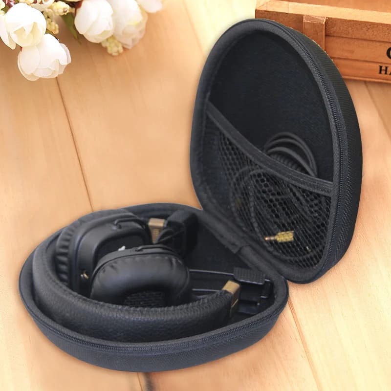 Black Portable Protective Case for Travel Headphones, Anti-shock container for Auricolari and Data Cables - 1 Piece