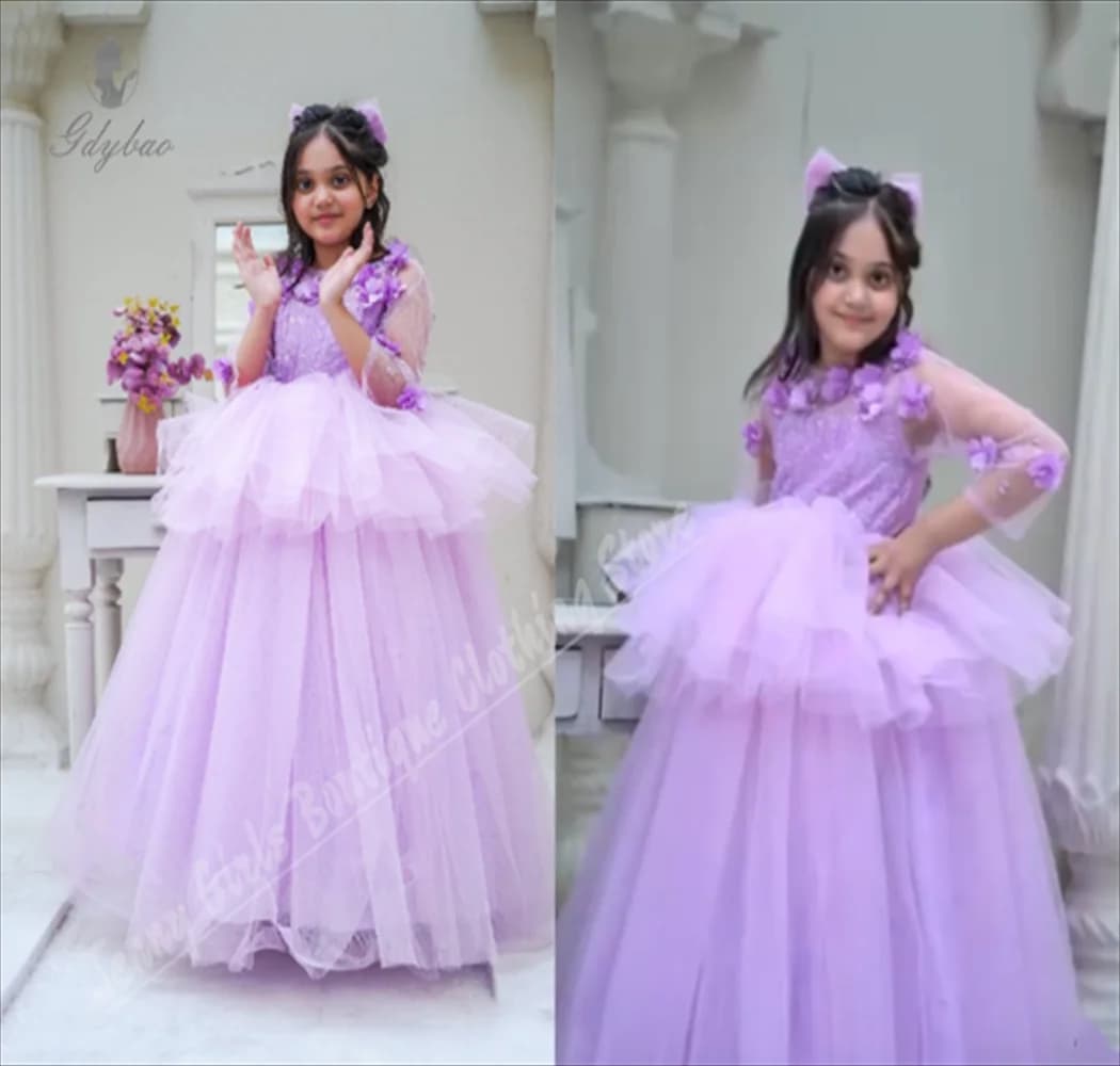 Bellissimi Abiti da Festa di Compleanno per Ragazze con Strati di Volant, Abiti da Damigella per Bambine, Vestiti da Cerimonia per Compleanni e Concorsi