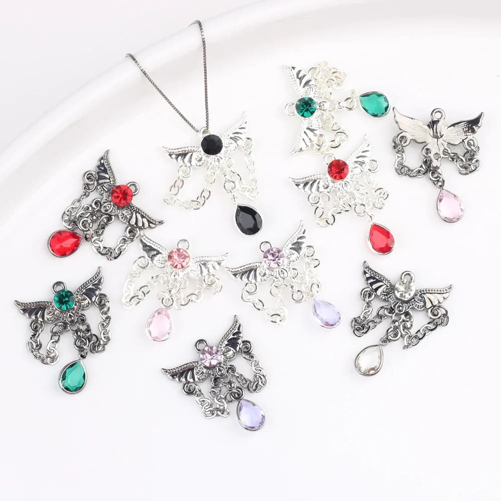6 pcs/lot 22*29 MILLIMETRIES In Zinco Alloy Strass Butterfly Pendants And Pendants For World Bracelet Necklace Accessories Make You