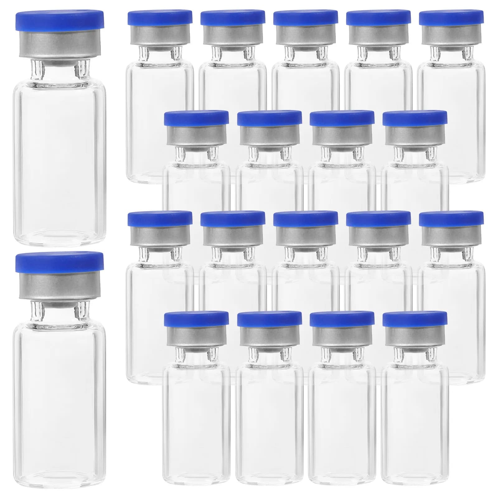 20 flaconi in vetro per polvere liofilizzata, bottiglie per campioni con tappo a prova di perdite, piccole bottiglie in vetro per conservazione di medicinali liquidi e oli essenziali