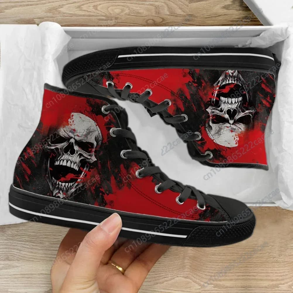 Crazy Skeleton Red Scarpe di tela alte personalizzate da uomo Primavera Autunno Comfort Sneakers vulcanizzate Calzature casual da passeggio