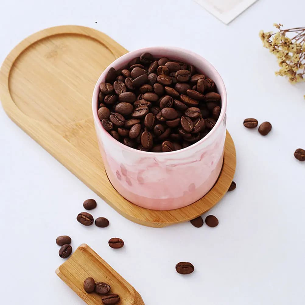 Ceramic Marble Design Tea Canister Multi-Purpose Storage Jar for Tea Herbs Spices Dried Fruits Home Kitchen Organizer Elegant