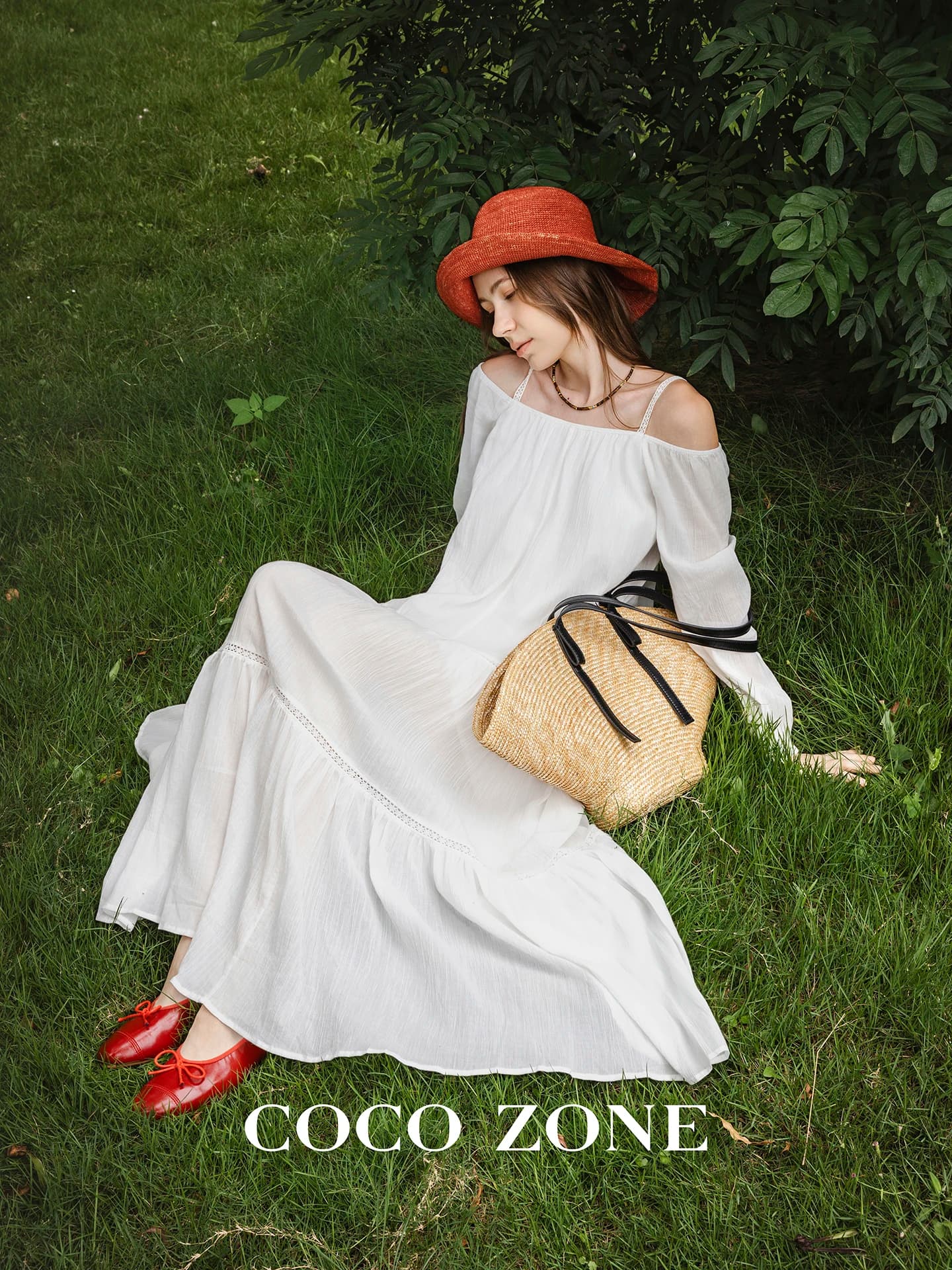 Shoulder Bared One Shoulder Women's Dress COCOZONE Casual High Waist A-Line Skirt Long Sleeve round Neck Loose Fit Summer New