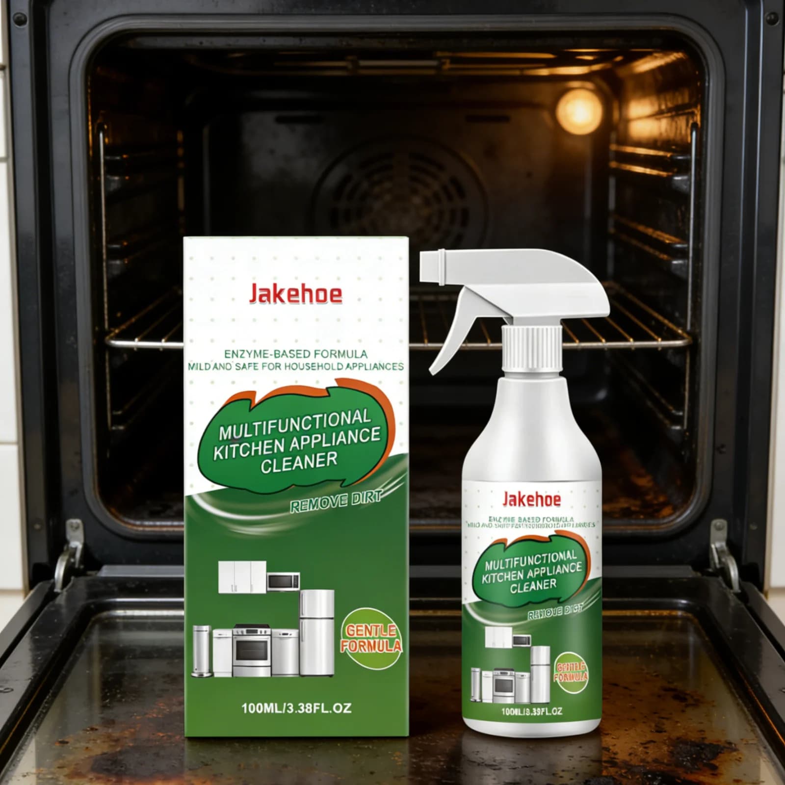 Spray detergente per elettrodomestici da cucina Jakehoe, potente decontaminante, penetra le macchie di olio, detergente multifunzionale per la casa, 100ml
