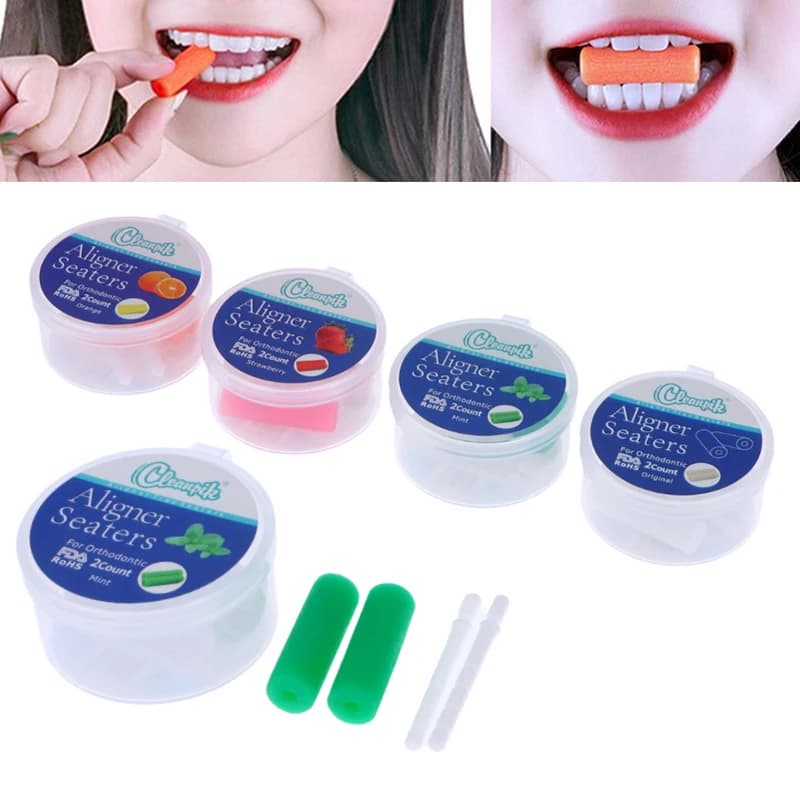 2 Pieces of Chewies for Dentali Aligners, Supports for Orthodontics and Tooth Whitening, with Box