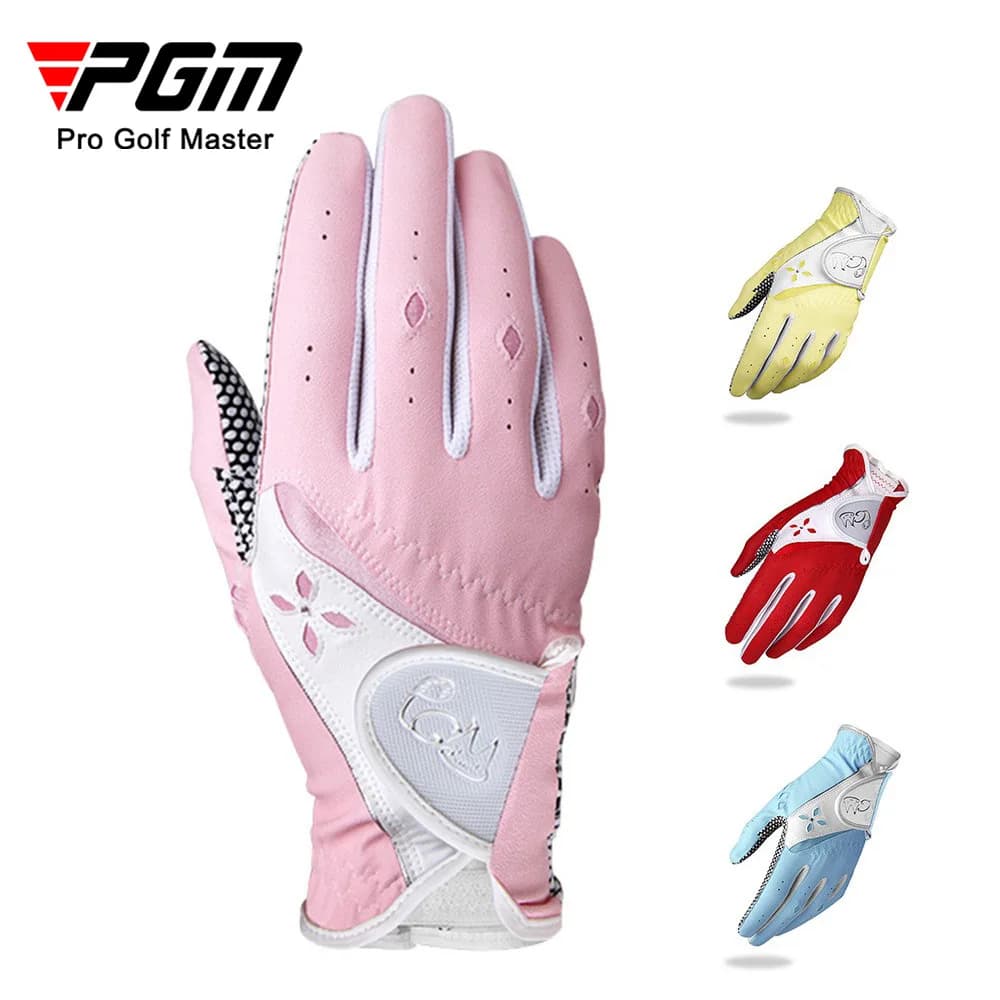 PGM Women Golf Gloves, PU Fabric With Velcro Strap Breathable Golf Gloves With Anti Slip Granules Ladies Golf Accessory In Stock