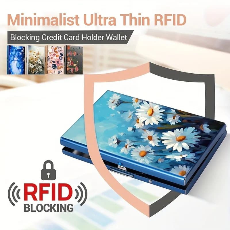 Porta carte di credito antifurto RFID in acciaio inossidabile a 6 scomparti con stampa a colori su entrambi i lati e funzione swipe