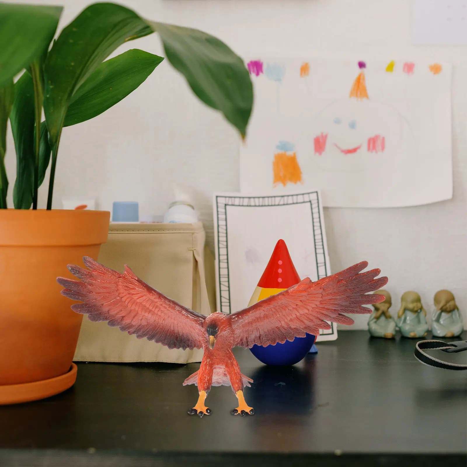 Piccola Statua Realistica di Aquila in Plastica per Decorazione Casa, Ufficio, Scrivania, Camera da Letto, Strumento Educativo per l'Apprendimento degli Animali