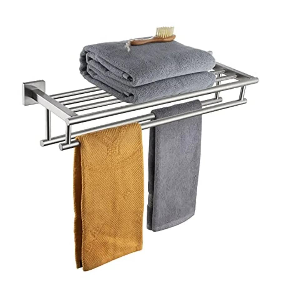 Portasciugamani da 20 Pollici con Doppia Barra, Porta Asciugamani da Parete per Bagno in Acciaio Inox SUS 304 Finitura Nichel Spazzolato B6005BR-L2