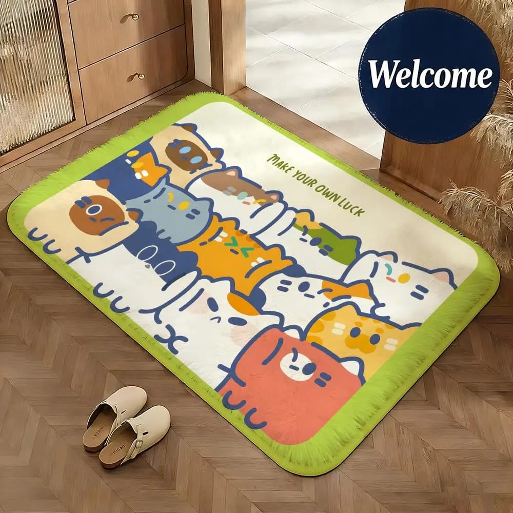 cute cat dog Floor Mat Non-Slip Absorbent Doormat Bathroom Bedroom Home Decor Rug