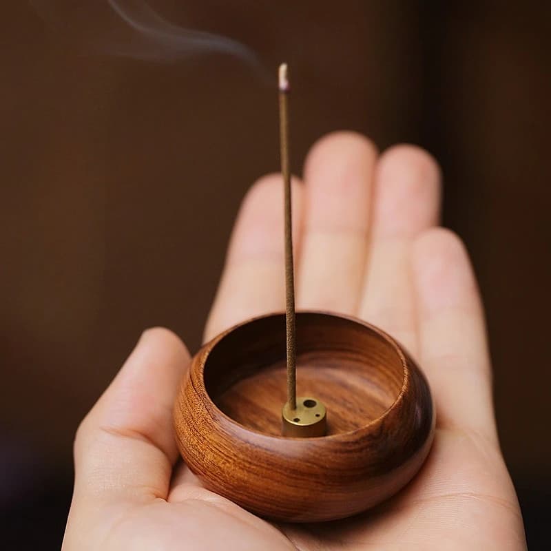 Mini piccolo portaincenso in legno di ebano con ramo acido, bruciatori di incenso per interni da viaggio, legna di sandalo, legna di agar, linea porosa, bruciatore di incenso
