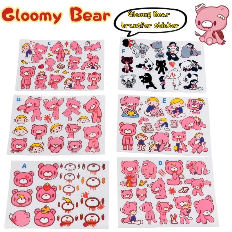 New Gloomy Bear Transfer Paste High Color Value Cartoon Cute Model Phone Case DIY Waterproof Scratch Resistant Decorative Paste