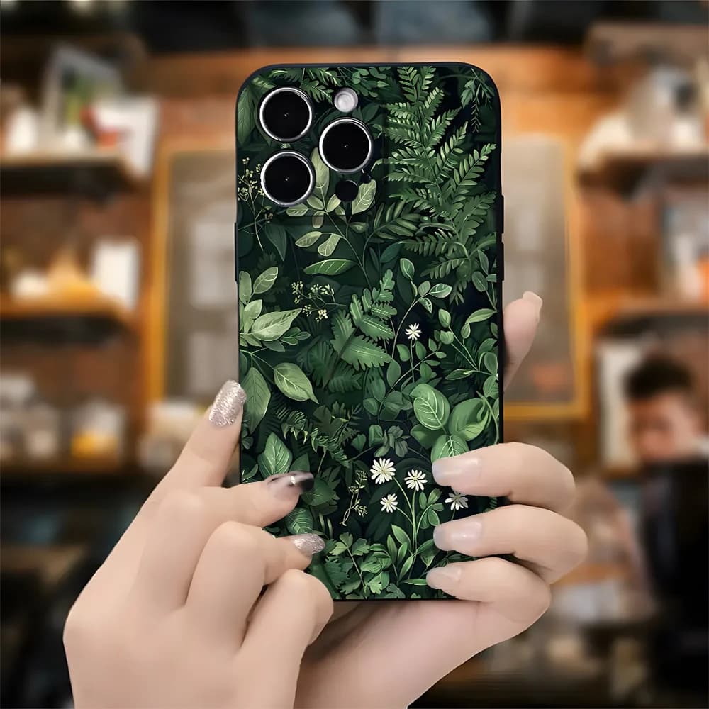 Custodia per telefono Green Leaf per iPhone da 17 a 11 Pro Max Plus, perfetta per regali di compleanno per sorelle o donne