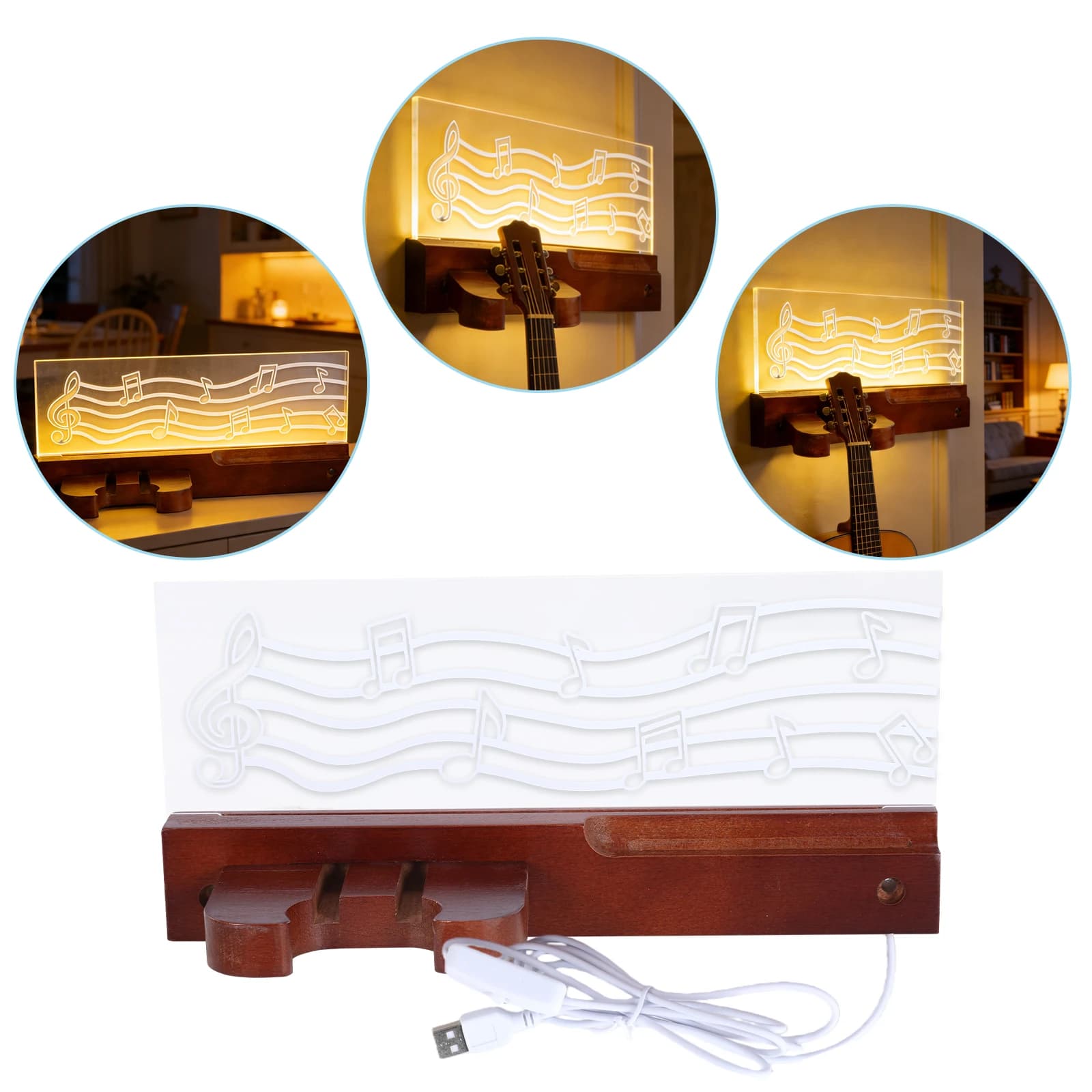 Supporto da Parete per Chitarra con Mensola e Portaplettro, Espositore per Strumenti a Corda, Accessori Musicali Multiuso