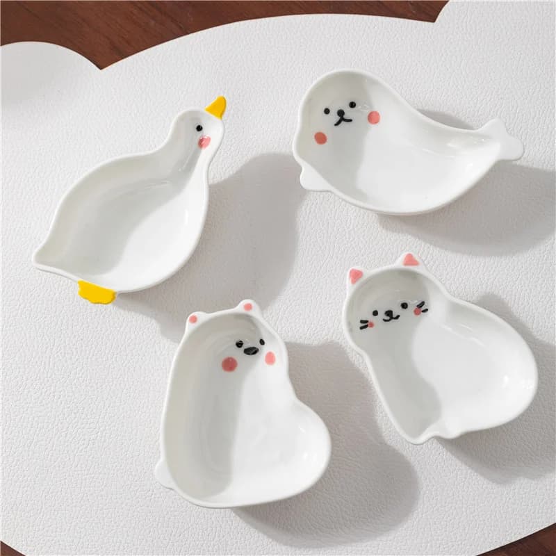Piatto piccolo in ceramica in stile giapponese Creatività Casa Ristorante Salsa di soia Aceto Senape Condimento Piatto in ceramica per animali Cucina