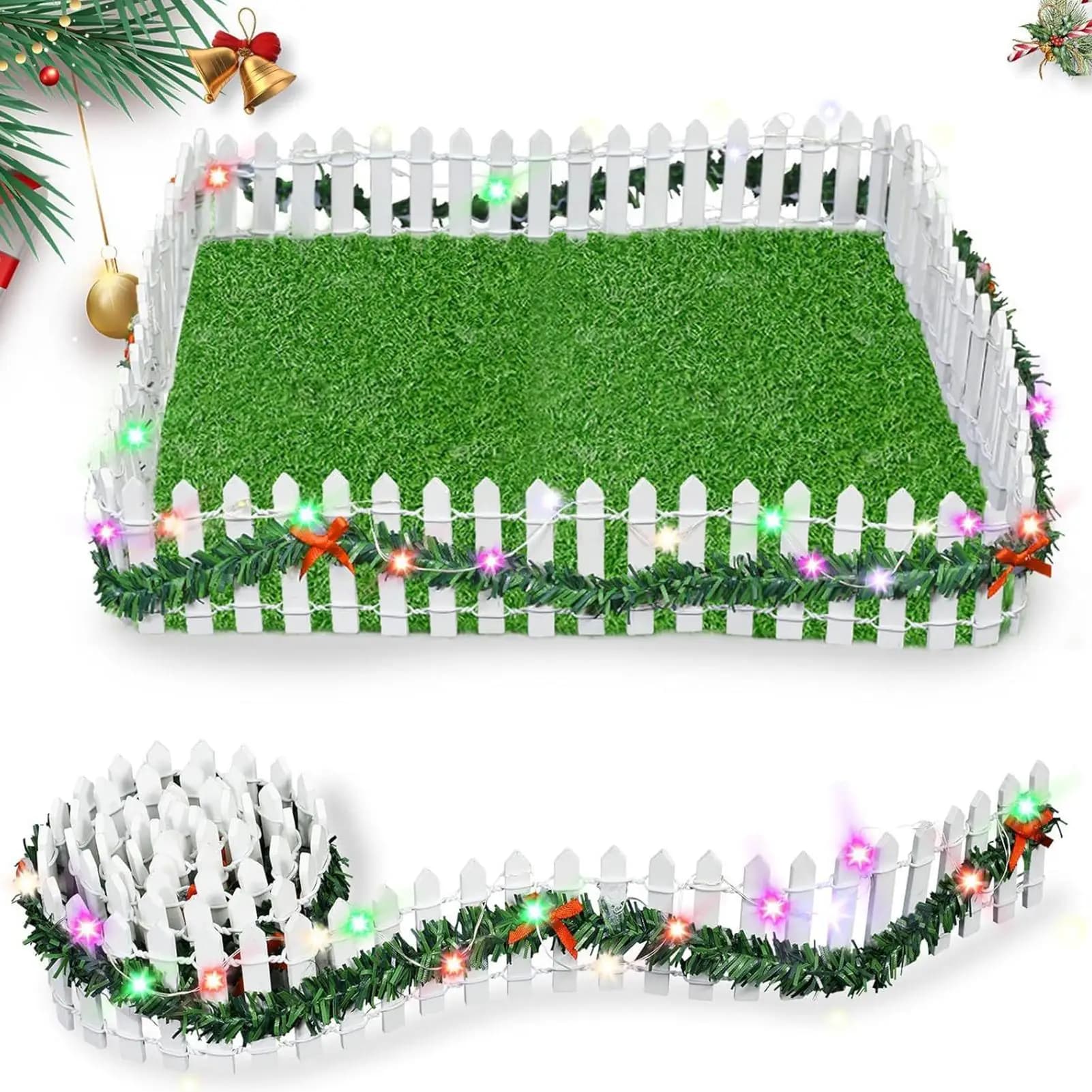nuova casa delle bambole in miniatura arredamento da giardino fatato mini recinzione natalizia LED luce rattan recinzione in legno paesaggistica prop