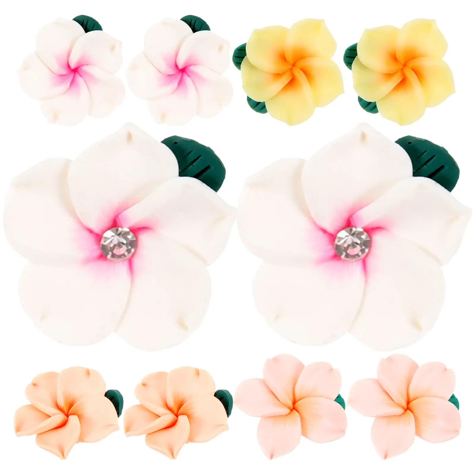 10 Pezzi di Charm Floreali in Argilla Polimerica, Accessori Creativi per Fai-da-Te, Decorazioni 3D per Fermagli per Capelli