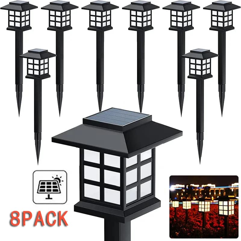 8 Pack Solar Pathway Lights Outdoor Waterproof LED for Garden Yard Patio Walkway Driveway Landscape Lawn Lamp Auto On Decor
