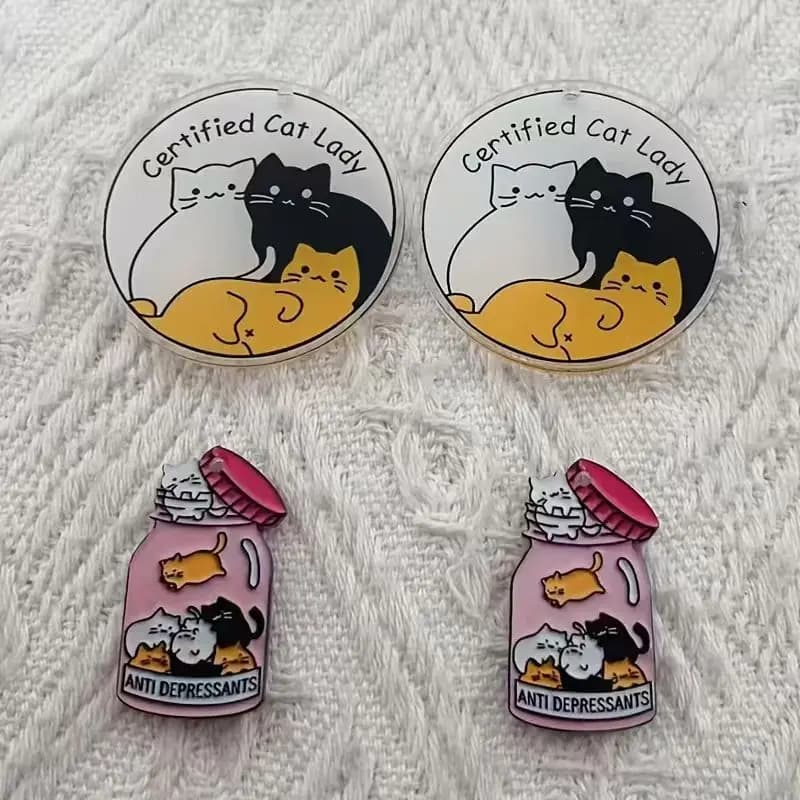 10pcs acrylic cute cat pendant, DIY jewelry making earrings necklace keychain accessories