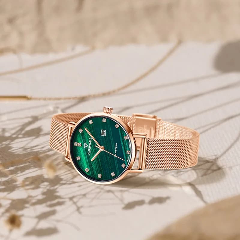 Mark Fairwhale 3240 Fashion Elegant Lady Simple Woman Watches Waterproof Steel Mesh Strap Quartz Diamond Wristwatch