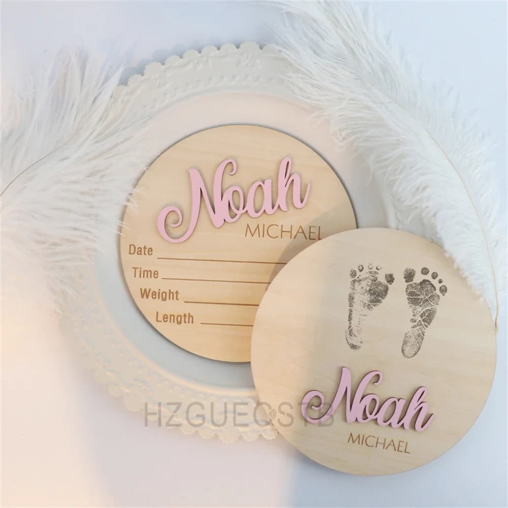 Un Set nome personalizzato annuncio di nascita segno 3D in legno personalizzato ospedale neonato arrivo nome del bambino Hello World Photo Prop