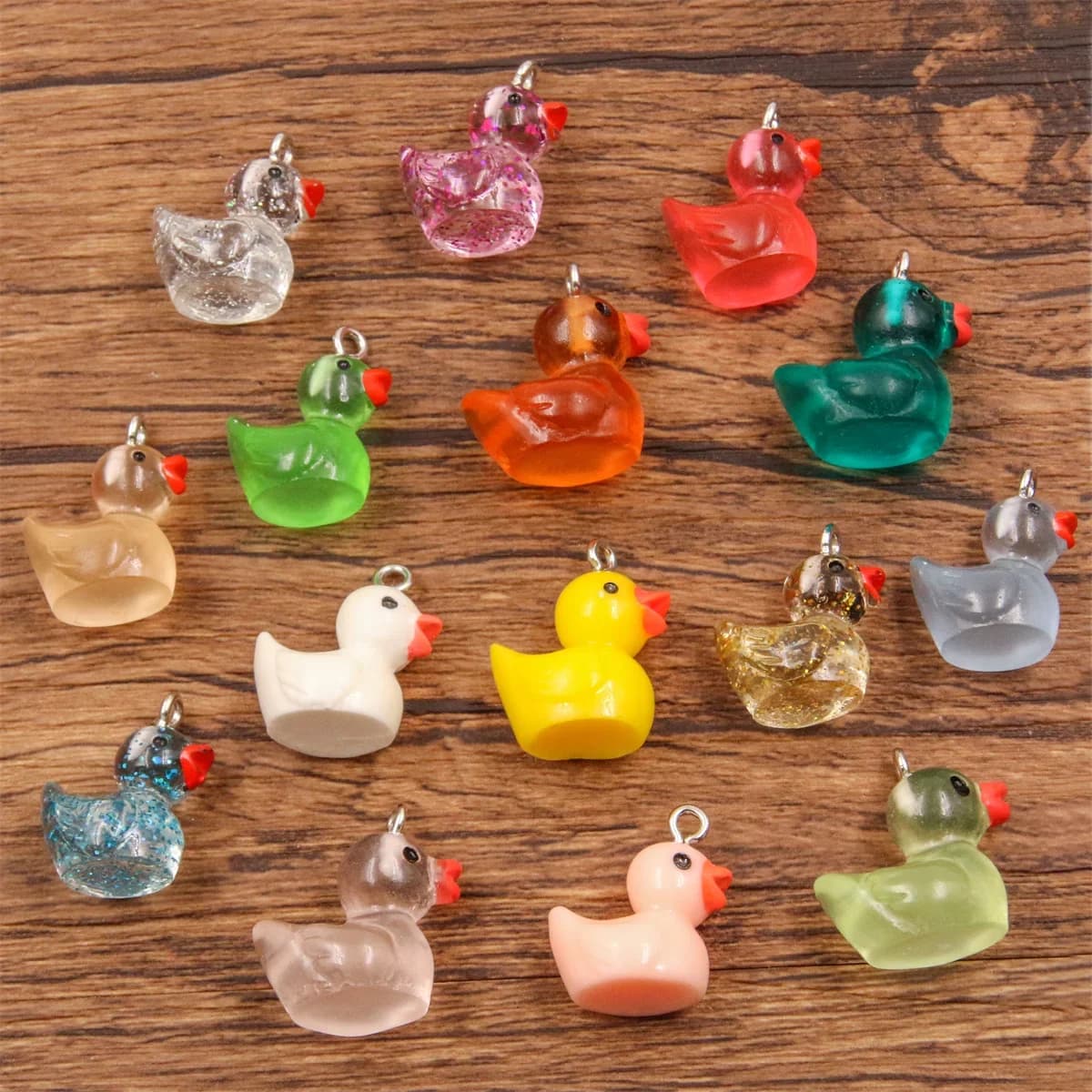 10pcs Kawaii Mixed Size 3D Duck Resin Charms Cute Animal Pendants For DIY Handmade Earrings Bracelets Keychain Phone Jewelry