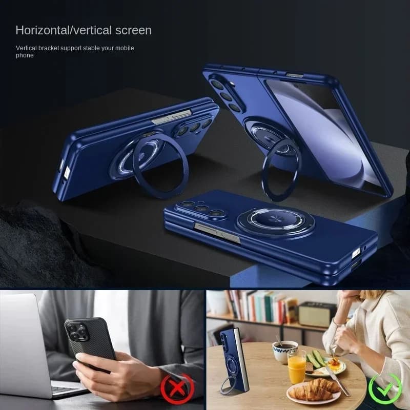 Samsung Galaxy Z Fold Serie 360 ° Custodia per telefono con anello magnetico Custodia protettiva rigida per Z Fold 7 6 5 4 3 5G