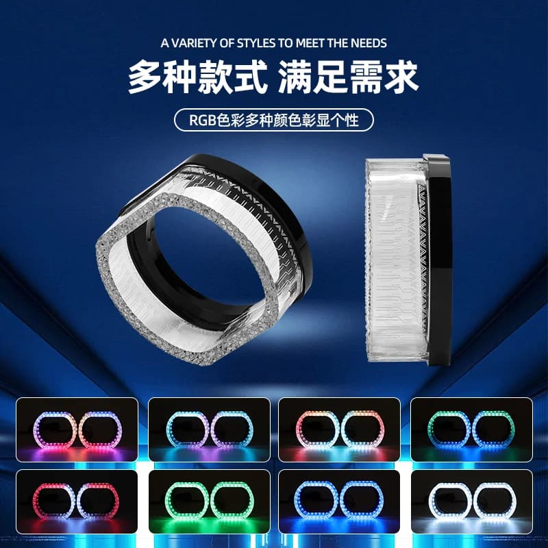 2.5 "/3" 5D Crystal Angel Eyes Maschera LED Halo Anelli Fit Hella Bi-Xenon LED Lenti per proiettori Faro DRL Accessori auto con diametro
