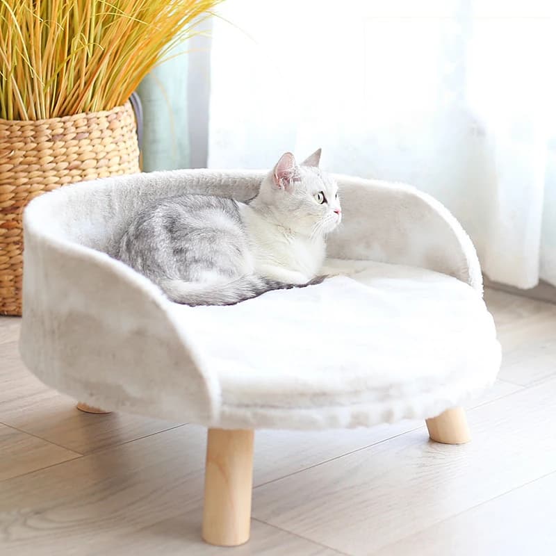 Casa calda per gatti alla moda personalizzata Letto per gatti rotondo in peluche per quattro stagioni Letto universale Comodo letto per albero per gatti in legno