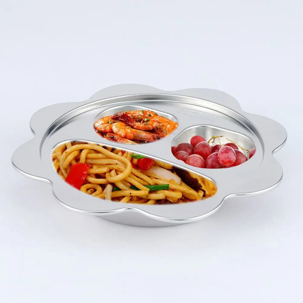 Piatto Diviso in Acciaio Inossidabile per Alimentazione Sana, Controllo Porzioni, Preparazione Pasti, Perdita di Peso, Separazione Cibo, Colazione