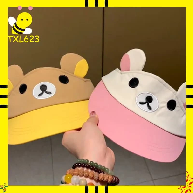 Visiera Parasole Rilakkuma a Forma di Orsetto, da Donna, Estiva, Sottile, Traspirante, Protezione UV, Versatile, per Esterni, alla Moda