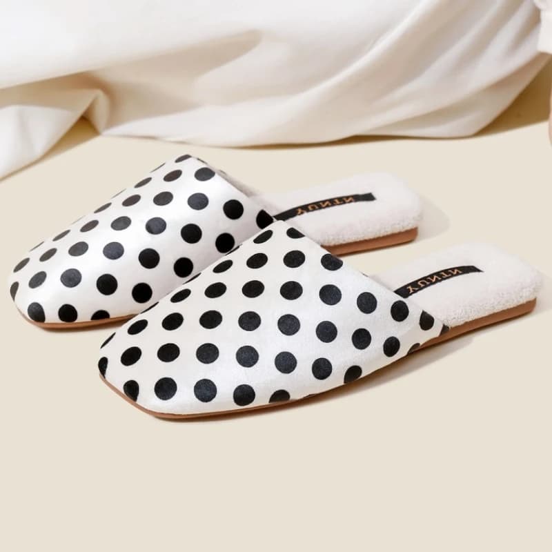 Comfortable winter polka dots and soft cotton slippers for home Zapatos De Mujer in high quality suede